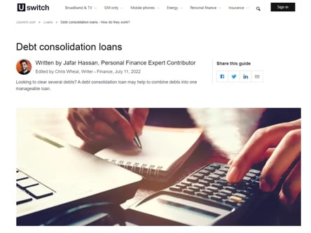 uSwitch homepage
