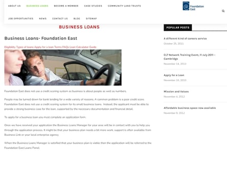 Foundation East homepage