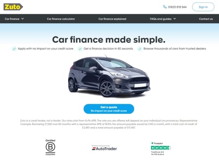 Zuto homepage