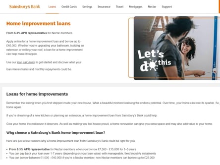 Sainsbury's Bank homepage