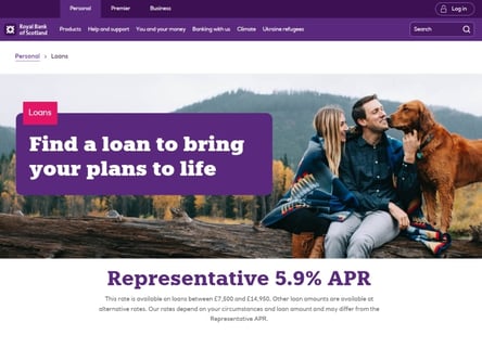 Royal Bank of Scotland homepage