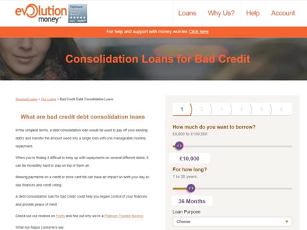 Evolution Money homepage