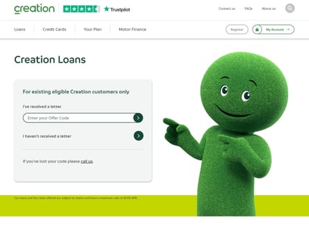 Creation Finance homepage