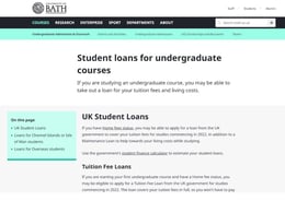 University of Bath Student loan
