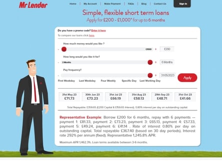 Mr Lender homepage