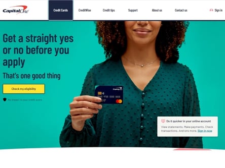 Capital One homepage