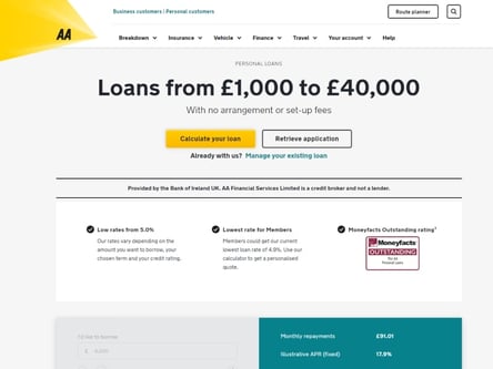 AA Loans homepage