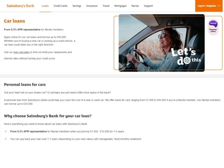 Sainsbury’s Bank homepage