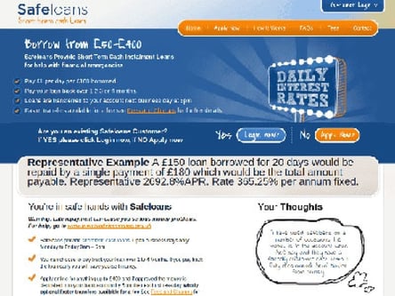 SafeLoans homepage