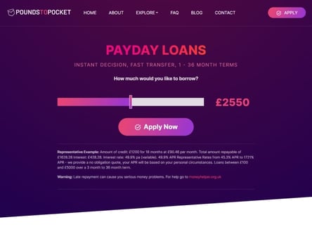 Pounds to Pocket homepage