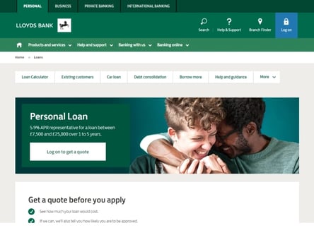 Lloyds Bank homepage