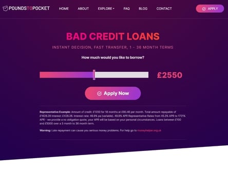 Pounds to Pocket homepage