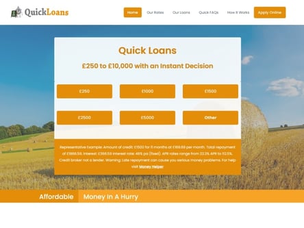 Quick Loans homepage