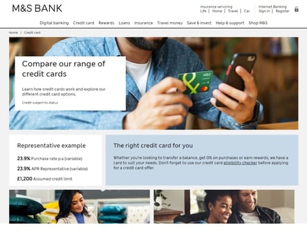 M&S Bank homepage