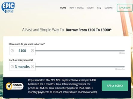 Epic Loans homepage