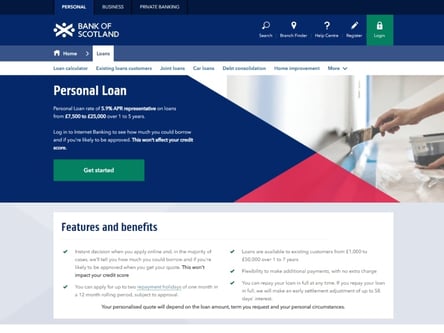 Bank of Scotland homepage