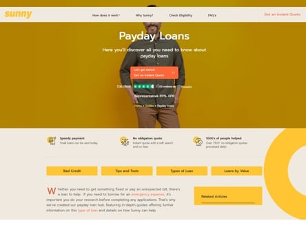 Sunny Loans homepage