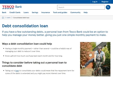 Tesco Bank homepage