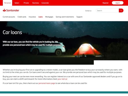Santander homepage